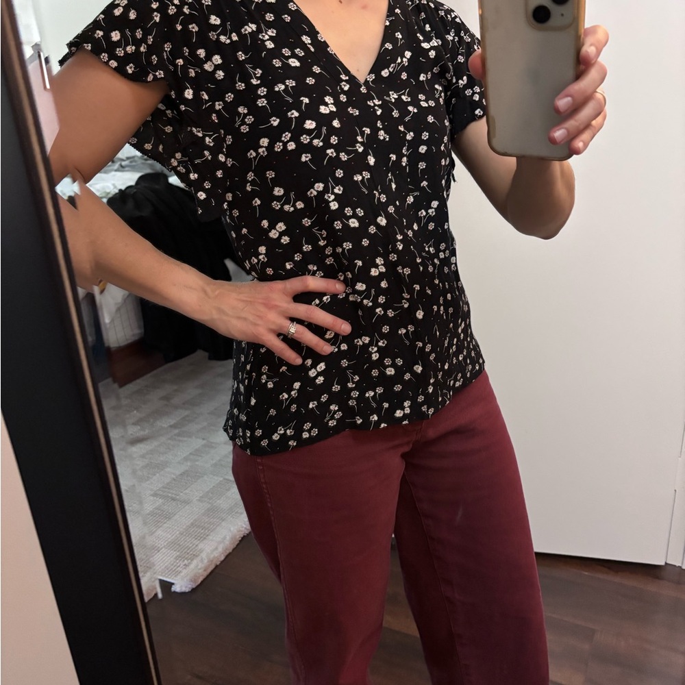 Sanctuary Floral Black V-Neck Blouse